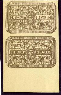 OX-7.  1889(?) PO Seal.  VF+ LH &amp; NH pair imperforate.  Probably printers waste.   $20.00