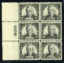 Sc. 623    VF NH plate block of 6    $350.00