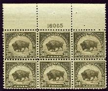 Sc. 569   F-VF never hinged plate block of 6    $350.00