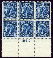 Sc. 565   VF never hinged plate block of 6    $90.00