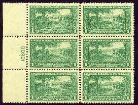 Sc. 617   XF never hinged plate block of 6    $57.50