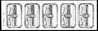 OX-39.  1969 (?) PO Seal.  VF never hinged pane of 5  impeforate &amp; hyphen hole 9 1/2.  Misperfed twice rows 2 &amp; 3; 4 &amp; 5.   $45.00